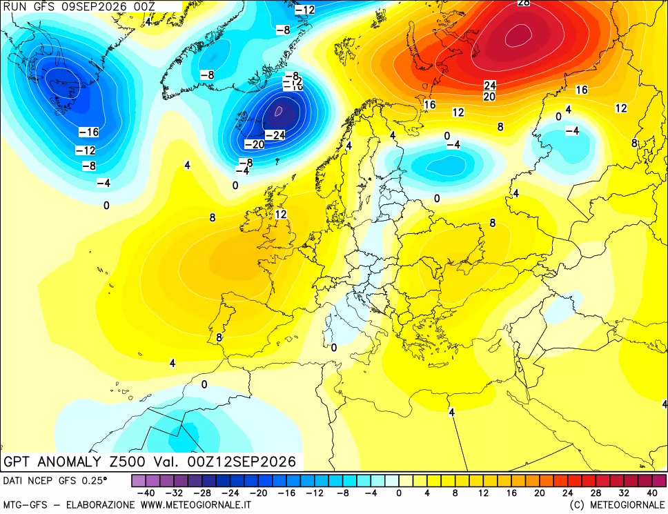 mappa 500 hPa GPT Anomaly vs Cli.No 1981-2010
