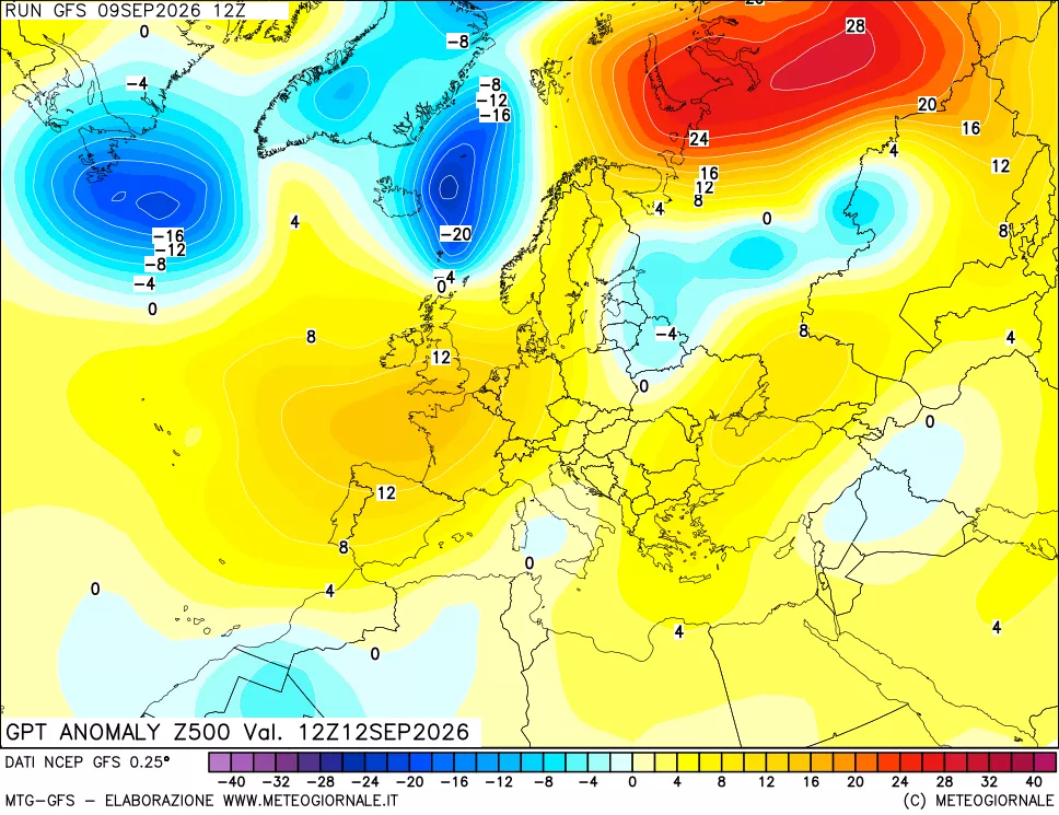mappa 500 hPa GPT Anomaly vs Cli.No 1981-2010
