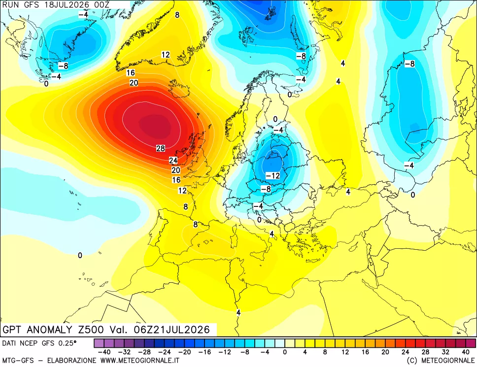 mappa 500 hPa GPT Anomaly vs Cli.No 1981-2010
