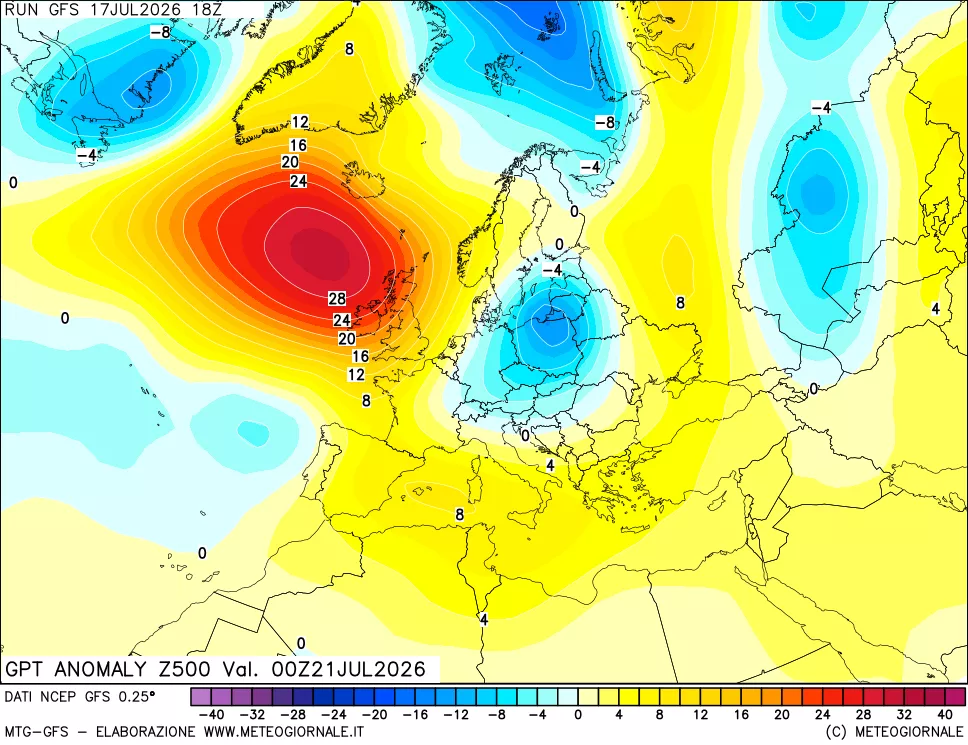 mappa 500 hPa GPT Anomaly vs Cli.No 1981-2010