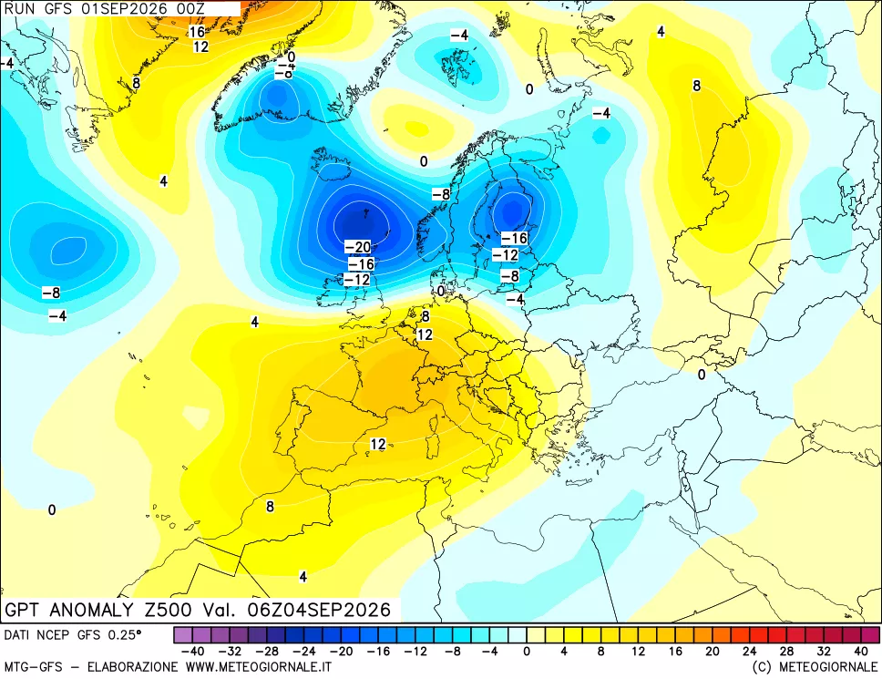 mappa 500 hPa GPT Anomaly vs Cli.No 1981-2010