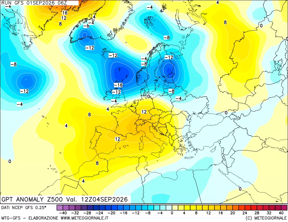 mappa 500 hPa GPT Anomaly vs Cli.No 1981-2010