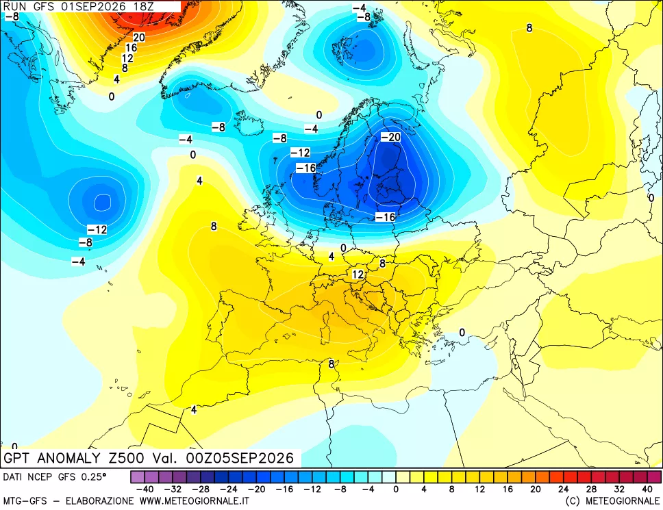 mappa 500 hPa GPT Anomaly vs Cli.No 1981-2010