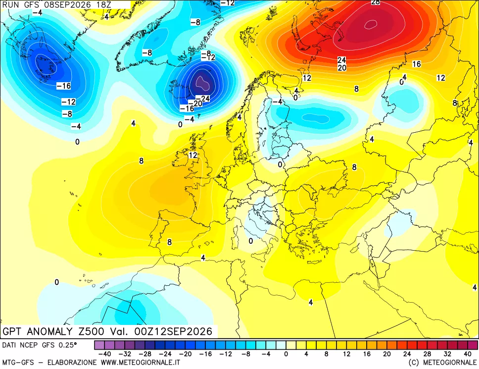 mappa 500 hPa GPT Anomaly vs Cli.No 1981-2010