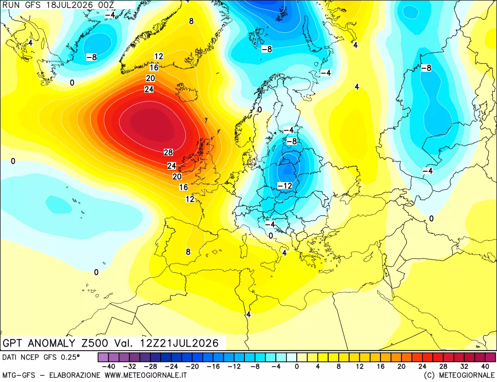 mappa 500 hPa GPT Anomaly vs Cli.No 1981-2010