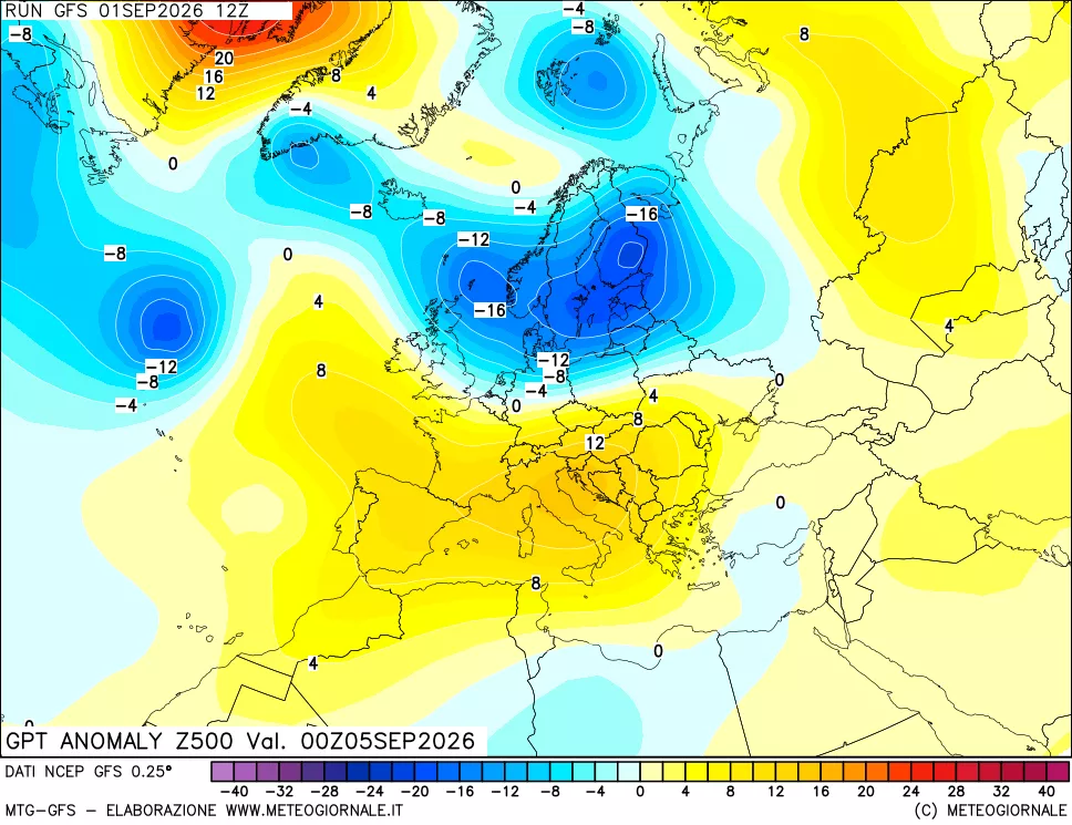 mappa 500 hPa GPT Anomaly vs Cli.No 1981-2010