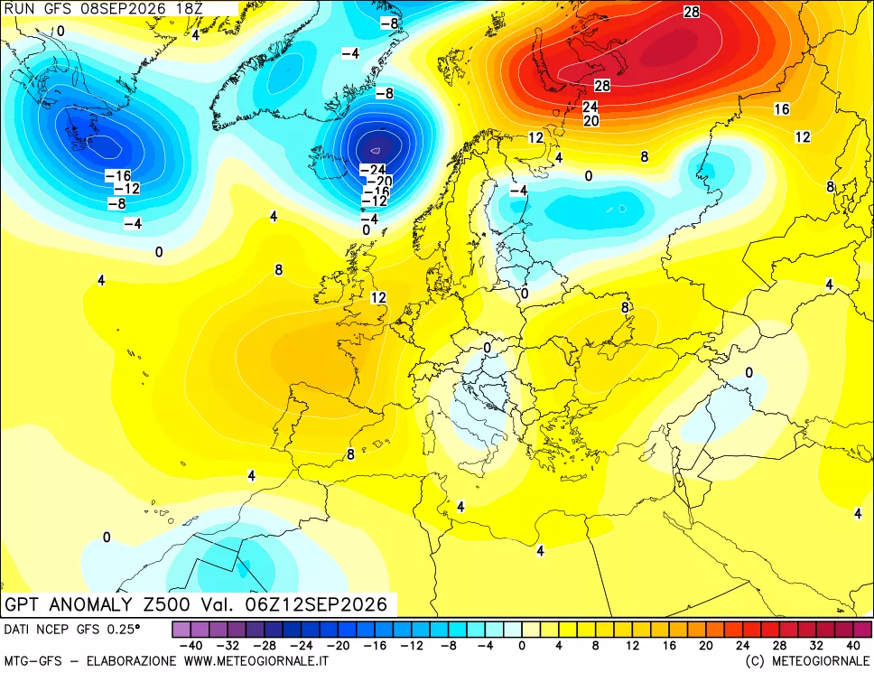 mappa 500 hPa GPT Anomaly vs Cli.No 1981-2010