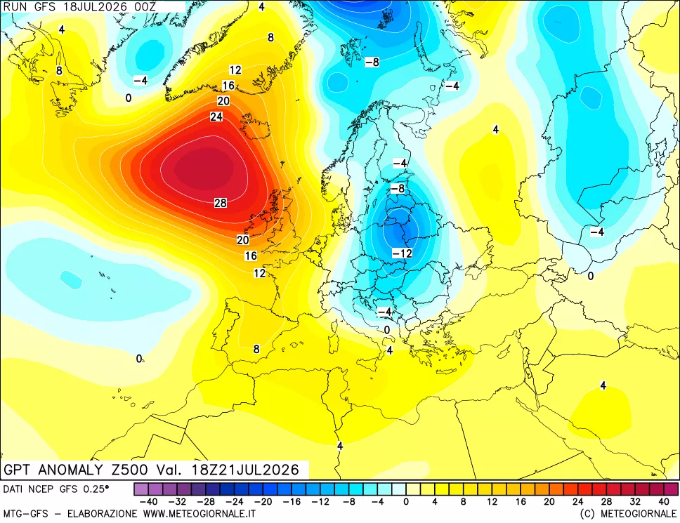 mappa 500 hPa GPT Anomaly vs Cli.No 1981-2010