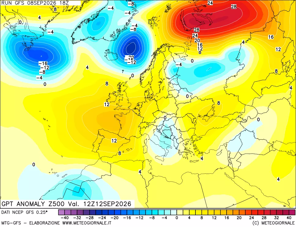 mappa 500 hPa GPT Anomaly vs Cli.No 1981-2010