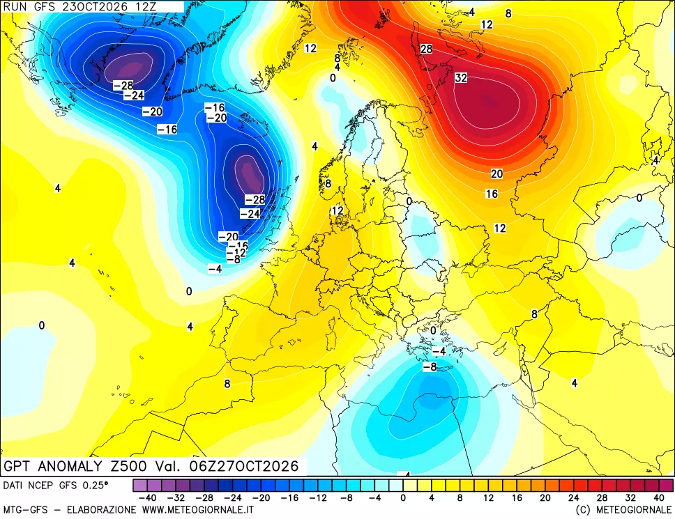 mappa 500 hPa GPT Anomaly vs Cli.No 1981-2010