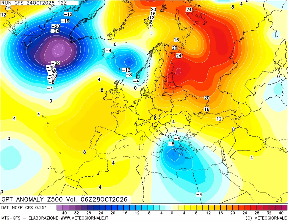mappa 500 hPa GPT Anomaly vs Cli.No 1981-2010
