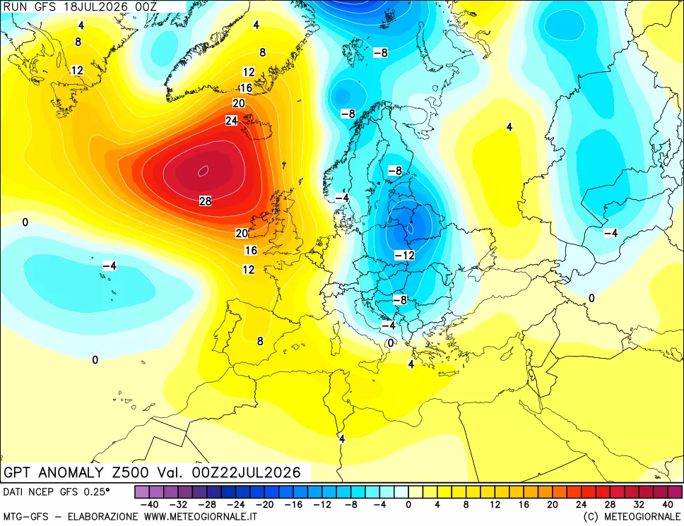 mappa 500 hPa GPT Anomaly vs Cli.No 1981-2010