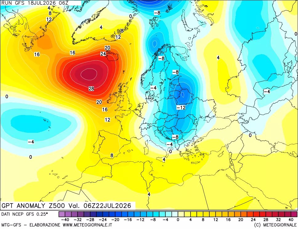 mappa 500 hPa GPT Anomaly vs Cli.No 1981-2010