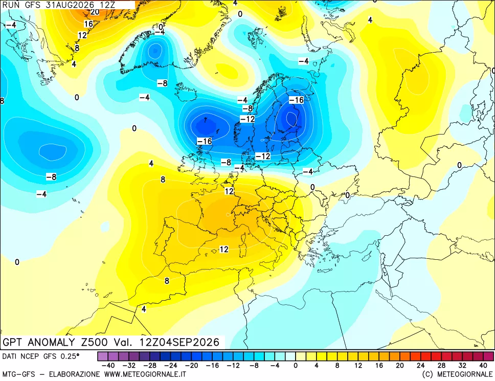mappa 500 hPa GPT Anomaly vs Cli.No 1981-2010