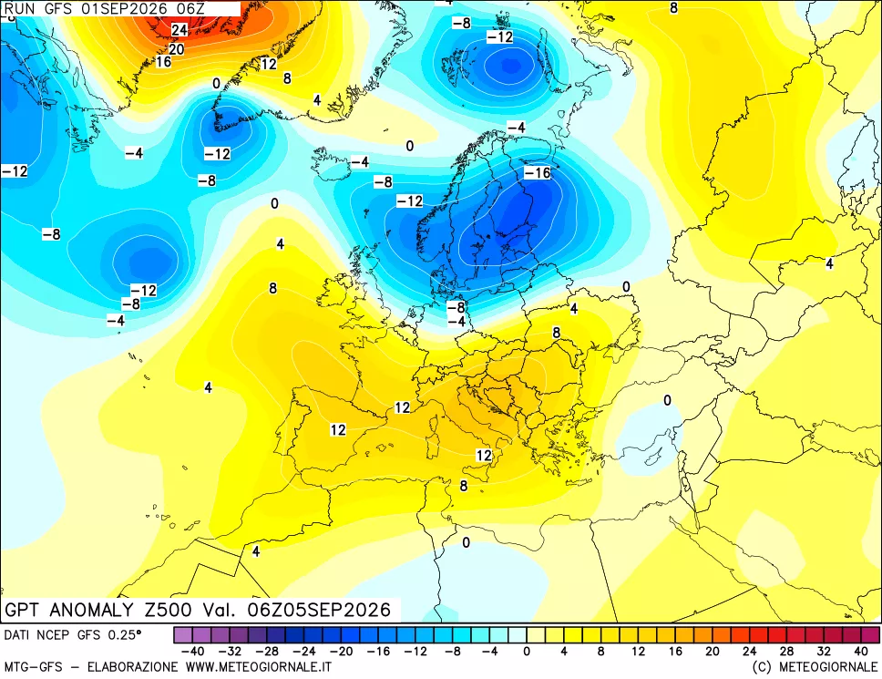 mappa 500 hPa GPT Anomaly vs Cli.No 1981-2010
