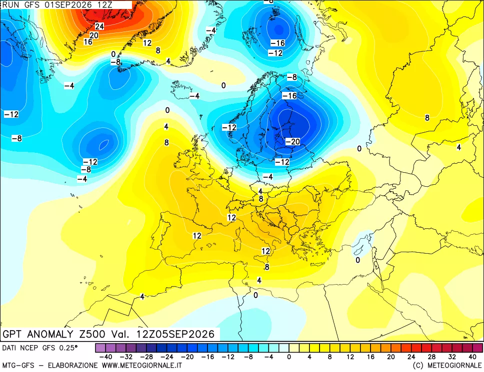 mappa 500 hPa GPT Anomaly vs Cli.No 1981-2010