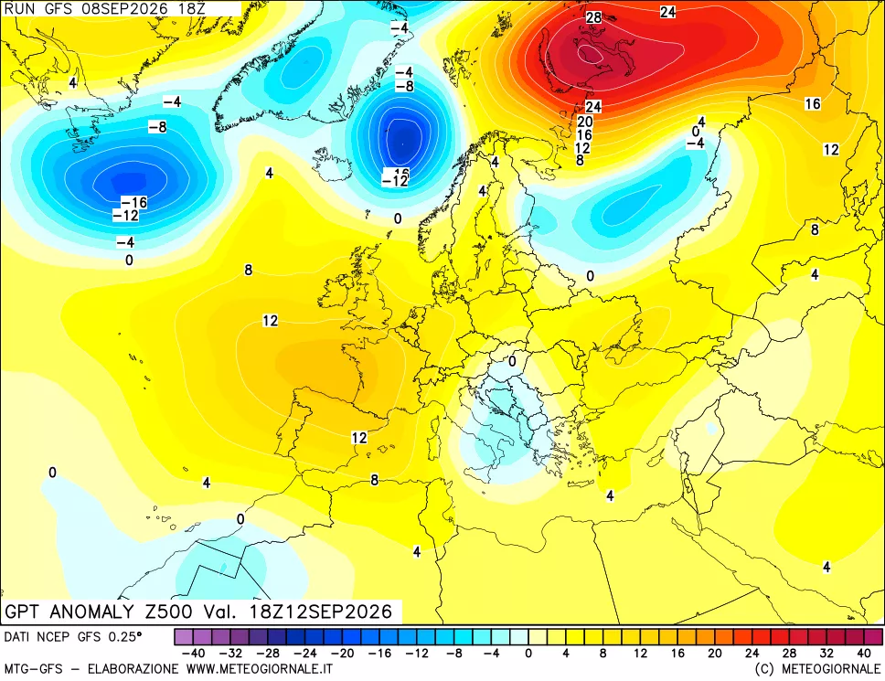 mappa 500 hPa GPT Anomaly vs Cli.No 1981-2010