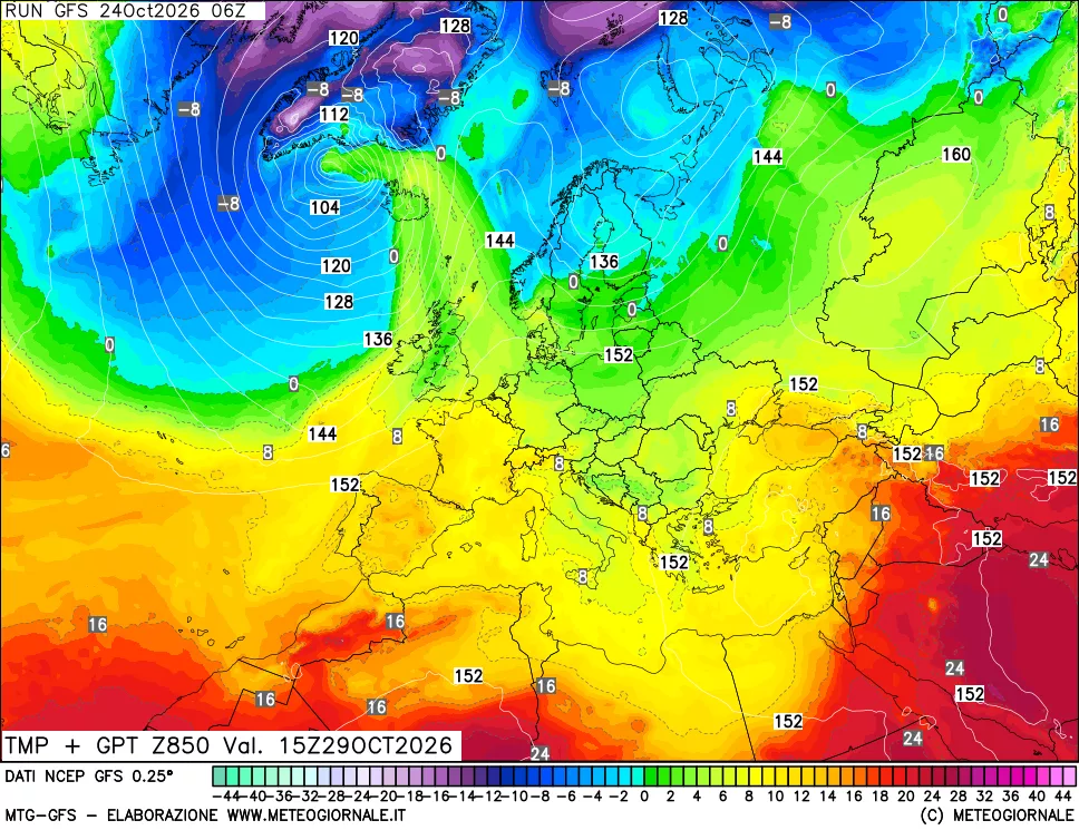 mappa 850 hPa Temp + GPT