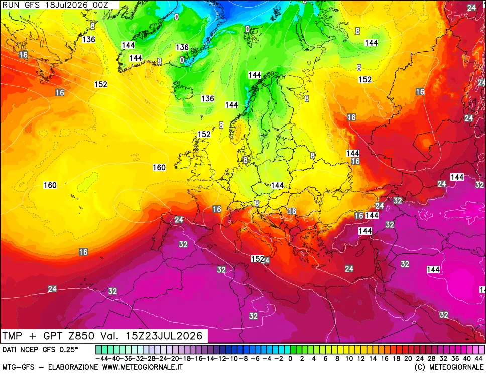 mappa 850 hPa Temp + GPT
