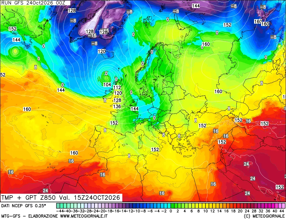 mappa 850 hPa Temp + GPT