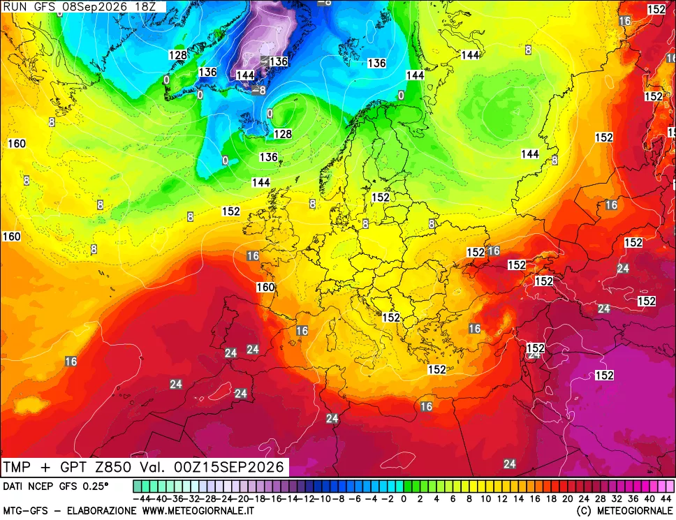 mappa 850 hPa Temp + GPT