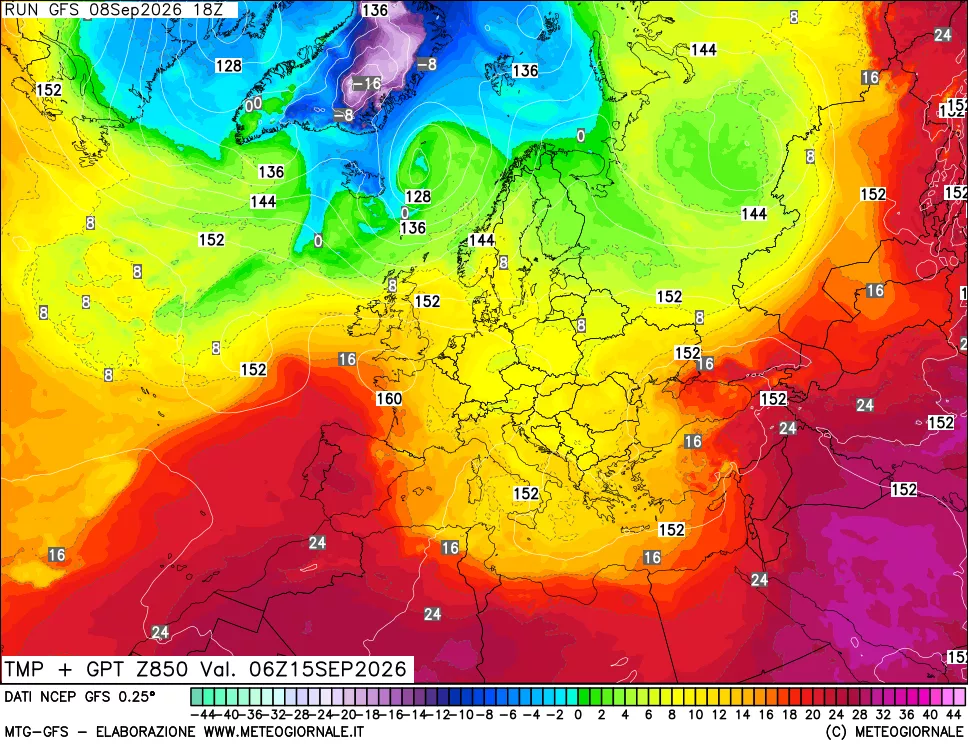 mappa 850 hPa Temp + GPT