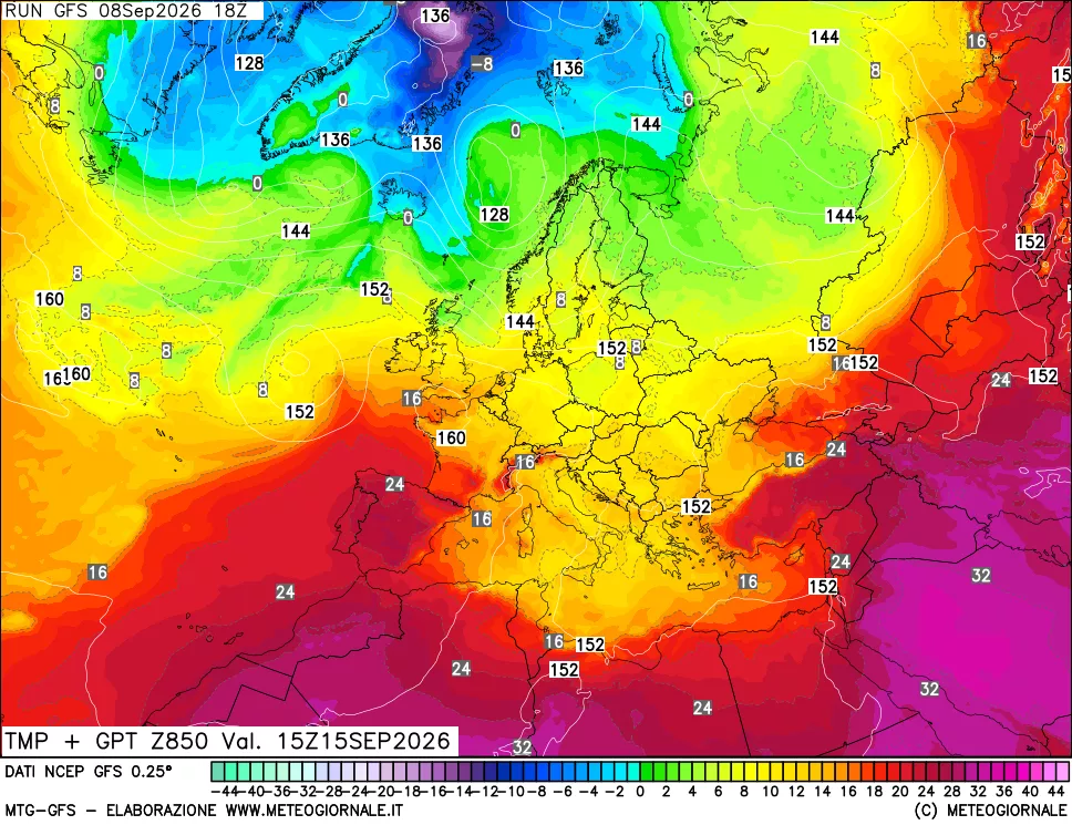 mappa 850 hPa Temp + GPT