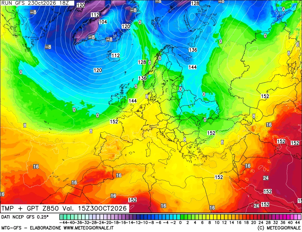 mappa 850 hPa Temp + GPT