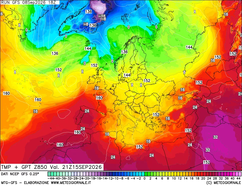 mappa 850 hPa Temp + GPT