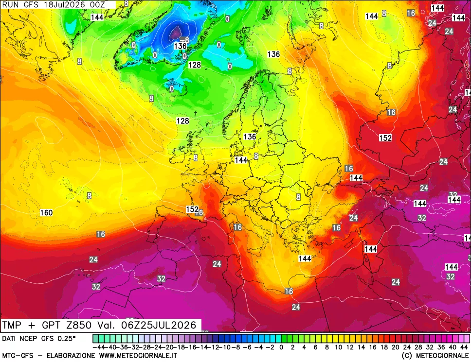 mappa 850 hPa Temp + GPT