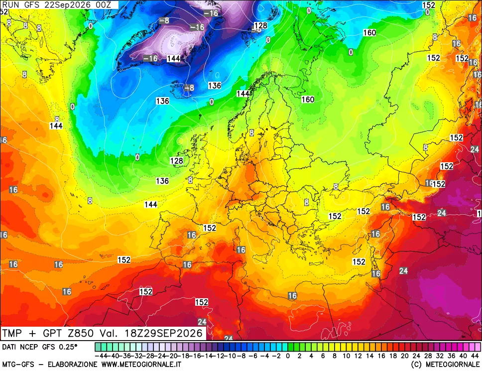 mappa 850 hPa Temp + GPT