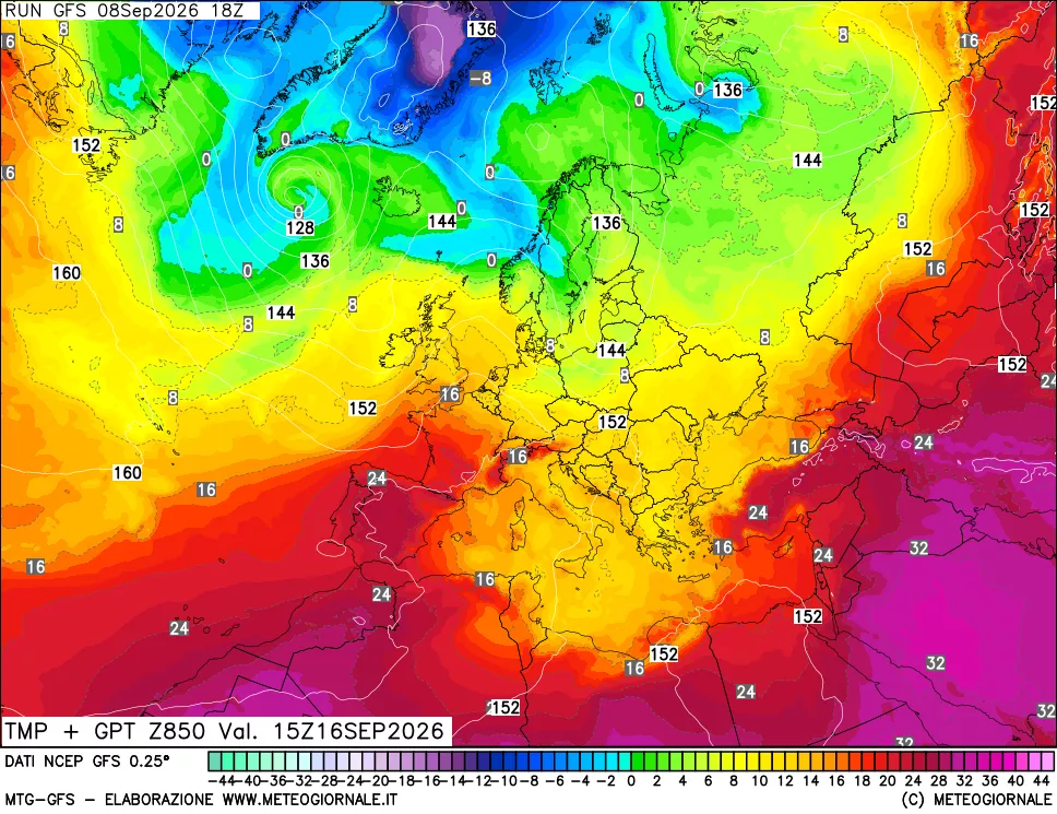 mappa 850 hPa Temp + GPT