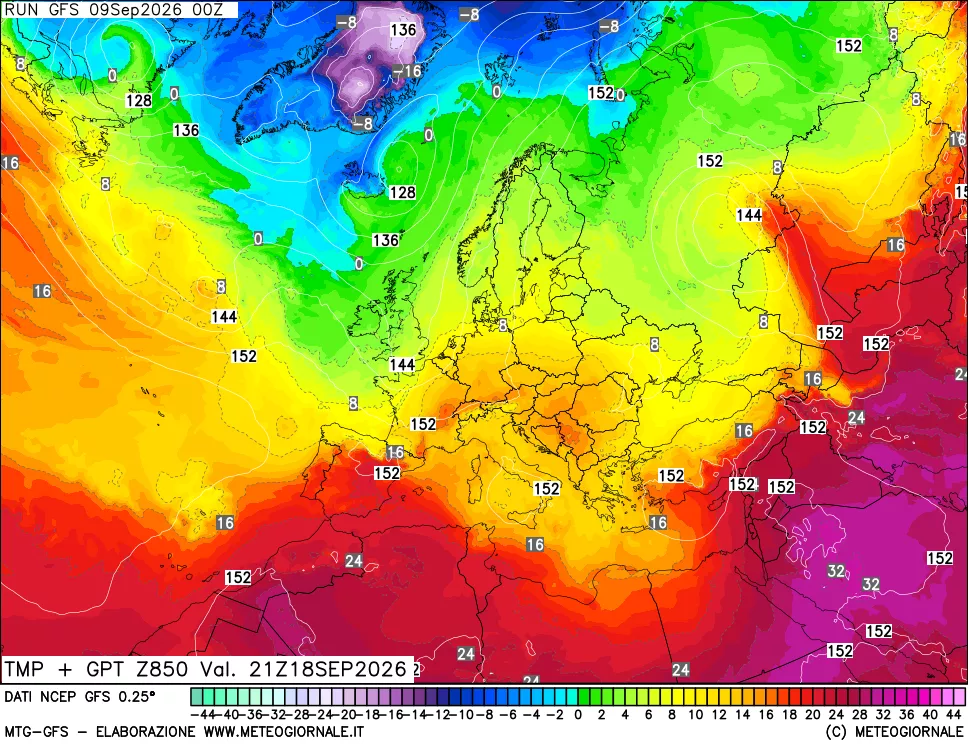mappa 850 hPa Temp + GPT