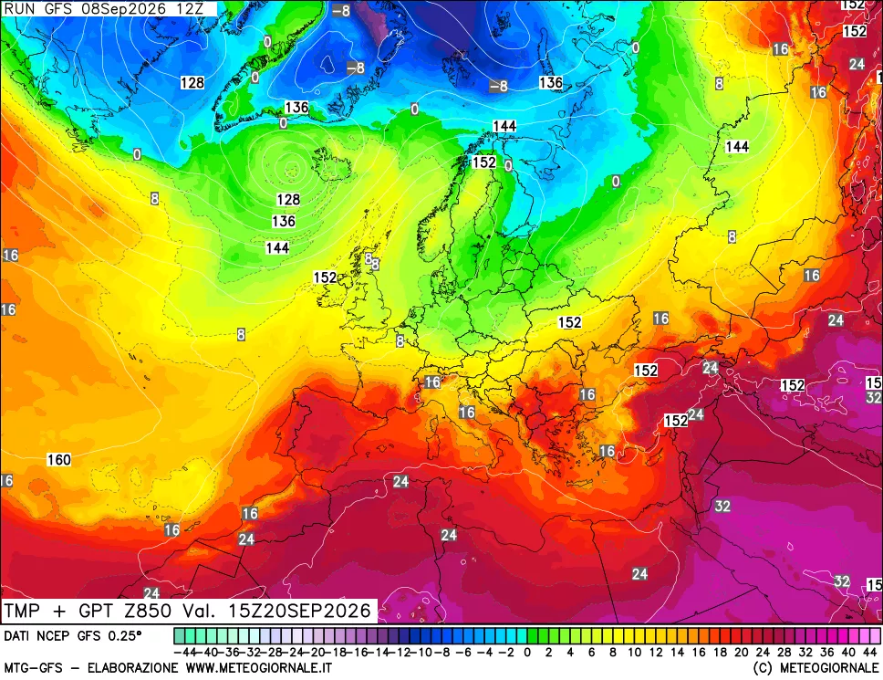 mappa 850 hPa Temp + GPT