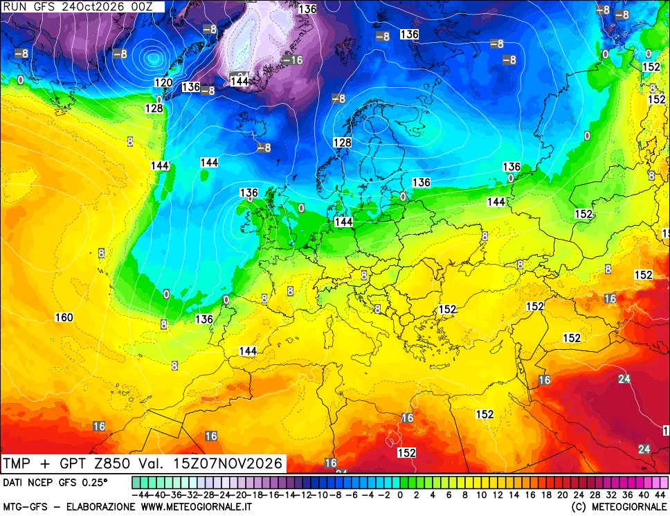 mappa 850 hPa Temp + GPT