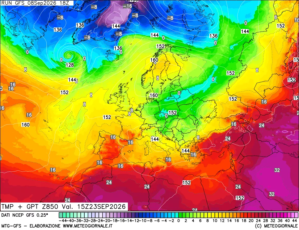 mappa 850 hPa Temp + GPT