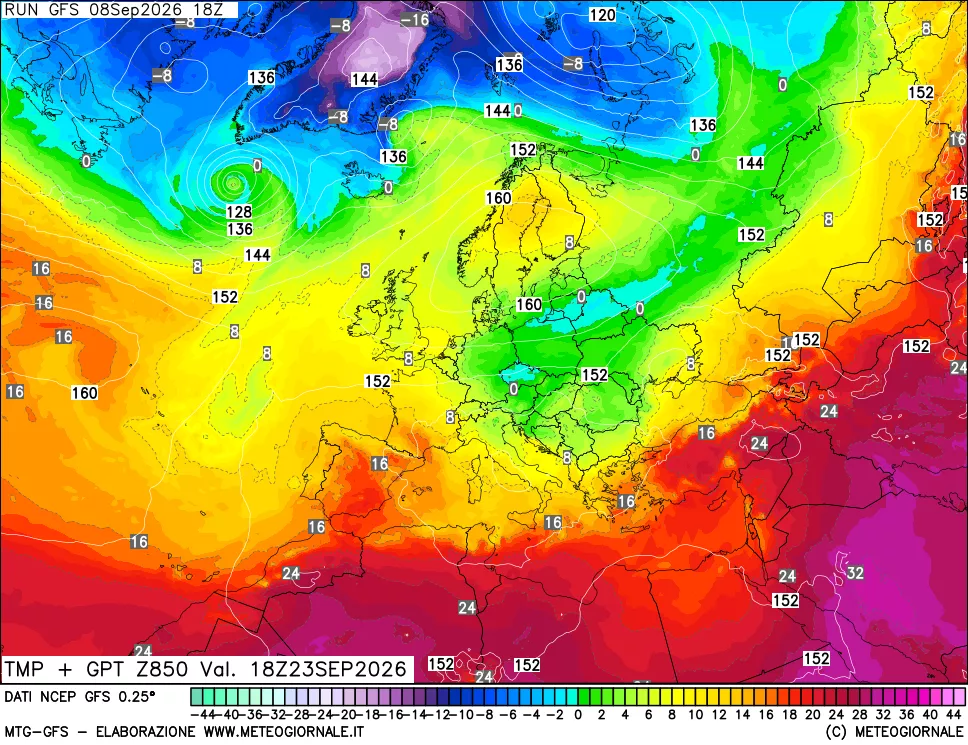 mappa 850 hPa Temp + GPT