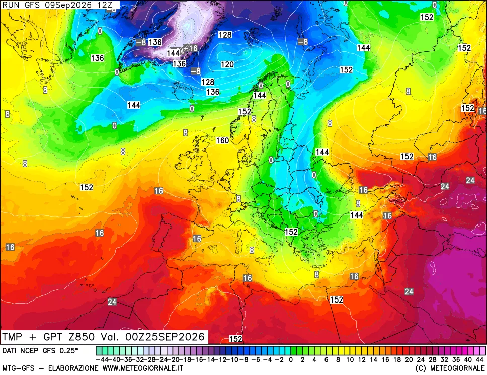 mappa 850 hPa Temp + GPT