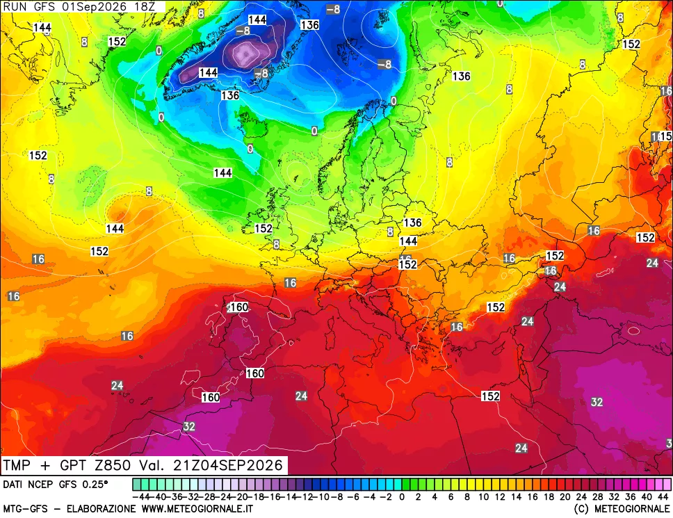mappa 850 hPa Temp + GPT