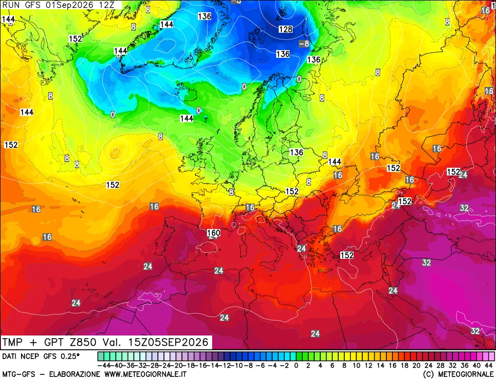 mappa 850 hPa Temp + GPT