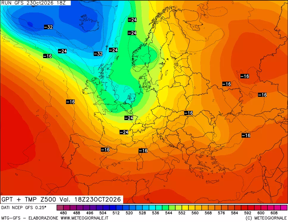 mappa 500 hPa GPT + Temp