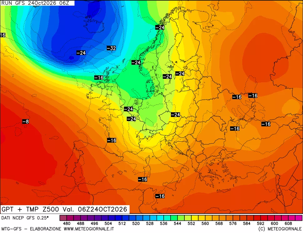 mappa 500 hPa GPT + Temp