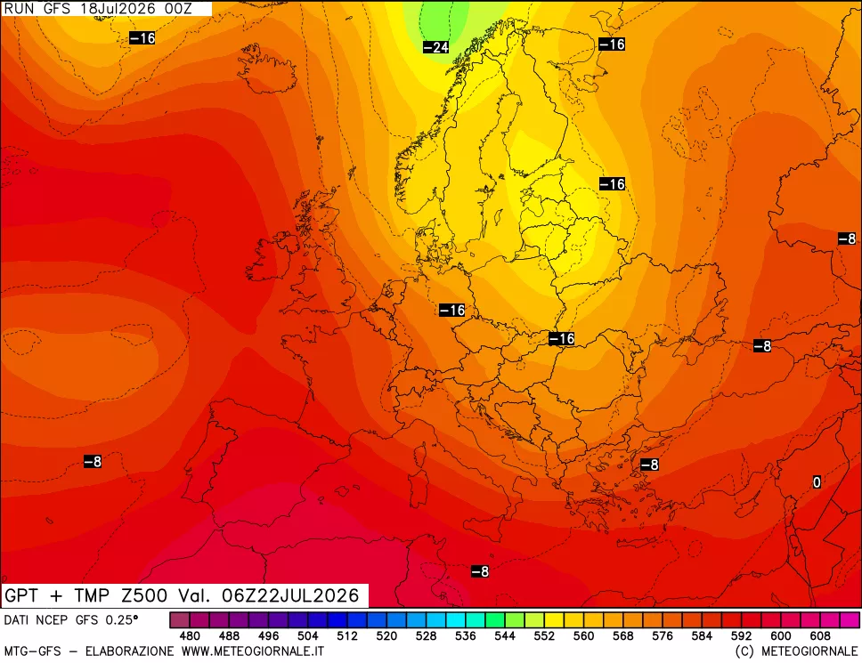 mappa 500 hPa GPT + Temp
