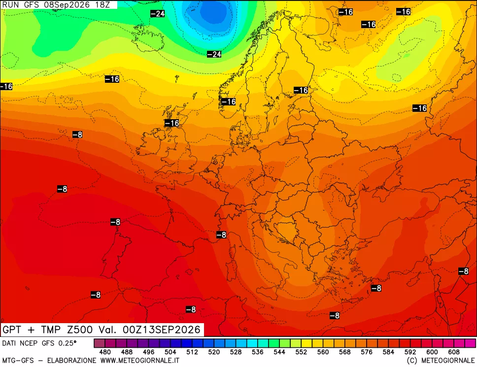 mappa 500 hPa GPT + Temp