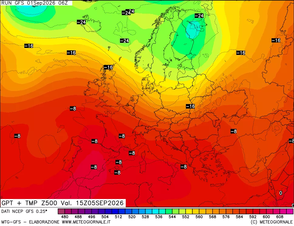 mappa 500 hPa GPT + Temp