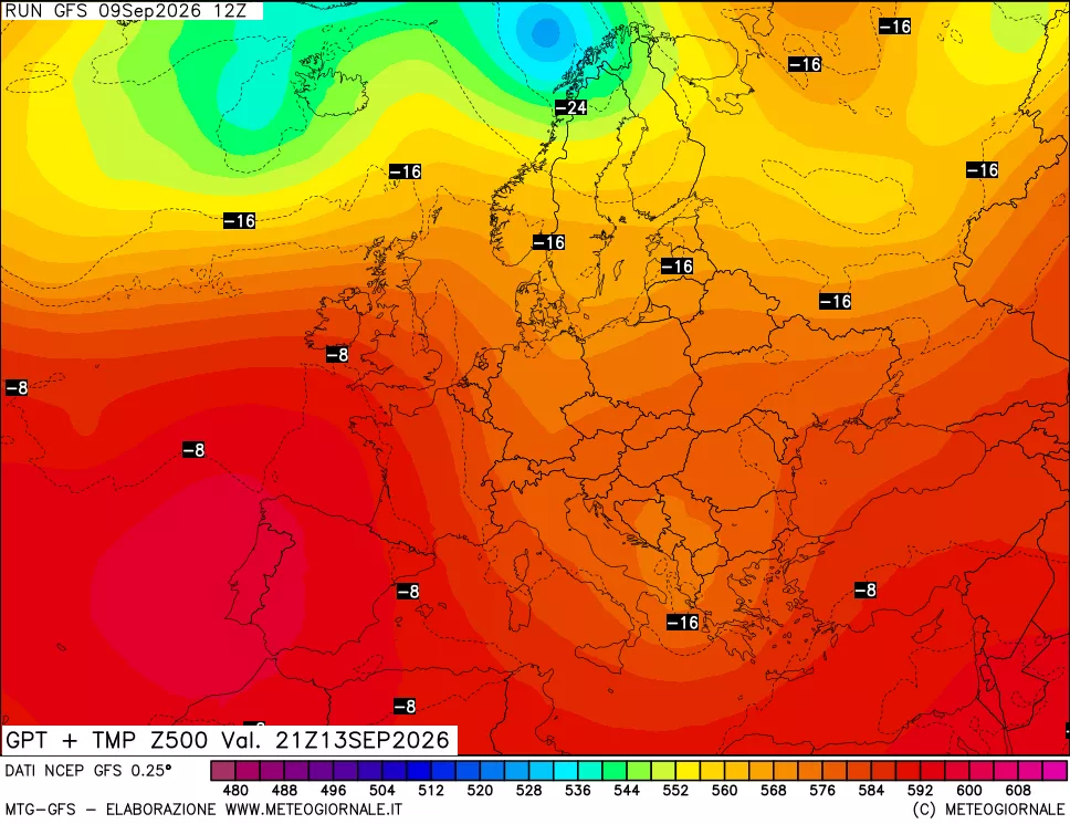 mappa 500 hPa GPT + Temp