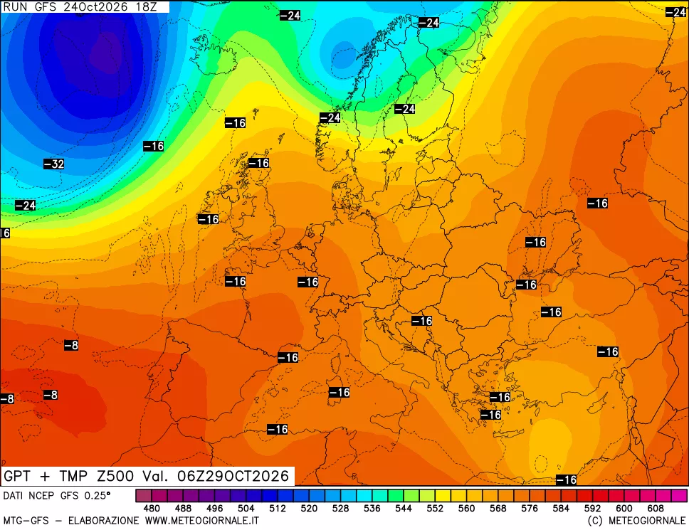 mappa 500 hPa GPT + Temp