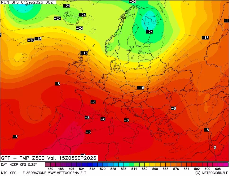 mappa 500 hPa GPT + Temp