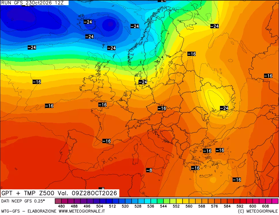 mappa 500 hPa GPT + Temp