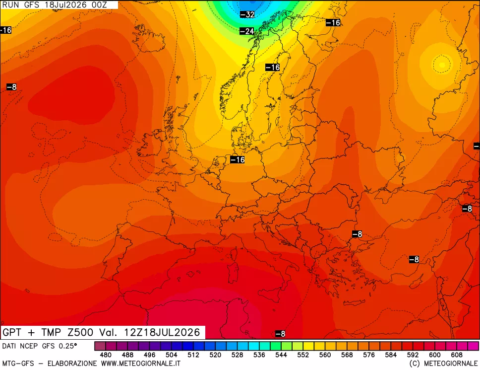 mappa 500 hPa GPT + Temp